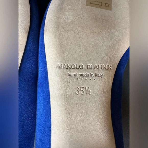 Manolo BLAHNIK MAYSALEPUMPFLAT Blue Suede Size 35 1/2 - Picture 5 of 17